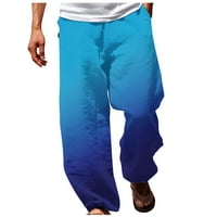 Tdoqot muške posteljine hlače - povremeni elastični struk pravne noge za crtanje baggy chios hlače plave