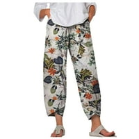 Huaai Capri pantalone za žene ženske pamučne platnene pantalone labave hlače za noge elastične struine