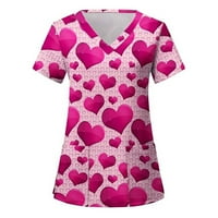 Cleance Žene vrhovi ljetna bluza Jedinstvena odjeća V izrez kratki rukav sa džepom košulje ružičaste