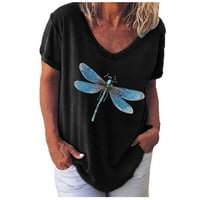 Ženski vrhovi okrugli izrez za žene bluze Modni grafički otisci Majice Kratki rukav Ljetna tunika Tee