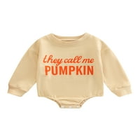 Dječji dječaci Djevojke Halloween Odjeća za odjeću Romper Pumpkin Pismo Ispis Dugih rukava za posadu
