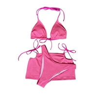 Ženski modni seksi kupaći kostimi trodijelni set kupaći kostim BIKINI HOT PINK S