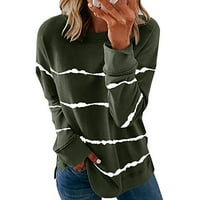 Francuska Dimple Ženska povremena kontrastna boja Dugi rukav Top pulover Zgazda Green