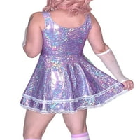 Modni ženski mršavi haljini bez rukava s rukavima Rainbow Heart Mermaid A-line haljina Klub E-Girl Gothic