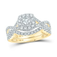 Ženska solidna 14KT Žuta zlatna okrugla Diamond Halo Bridal Vjenčani prsten set CTTW Veličina prstena