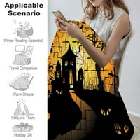 Noć vještica Dekorativna pokrivačica sa jastukom, skeletni ćebket za spavaću sobu estetički mjesec i