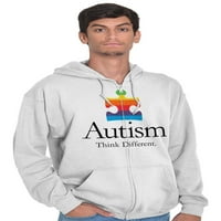 Majica sa svijesti autizma Zipper Dukserica Zip Dukserirt Slagalica Mislite drugačije vođenje šetnje