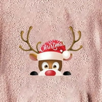 Božićna zimska jakna za toplu flišu za duks s kapuljačom mačja uho prevelika odjeća Pulover Pink-XL