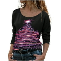 Košulje s dugim rukavima za žene Crewneck božićne drvce