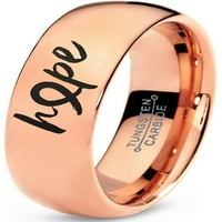 Tungsten optomistička nada svijest trake vrpce prsten za muškarce žene udobnost FIT 18K Rose Gold Dome