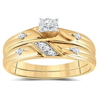 Jewels 14kt Žuto zlato Njegov njen okrugli dijamantski poprečni odgovarajući set vjenčanja CTTW veličine
