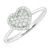 0,25ctw Natural Diamond 10k bijeli zlatni klaster srčani prsten