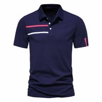 CLlios muške pruge rever polo majica moda tanka fit kratkih rukava majica ljeto dugme up bluze za poslovne golf bluze