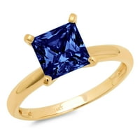 1.5ct princeza rez plavi simulirani tanzanite 18k žuti zlatni godišnjički angažman prsten veličine 3,5