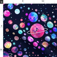 Pamuk Sateen Sham, Euro - Galaxy Kosmičke planete Svemirske zvijezde Pastel akvarel vanjski ispis posteljina po mjeri od strane kašika