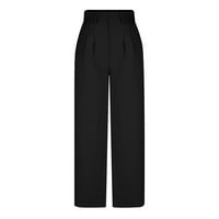 Puntoco ženske modne hlače široke noge visokog struka Čvrsta boja svestrane casual odijelo crna 6