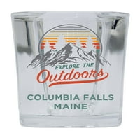 Columbia Falls Maine Istražite na otvorenom Suvenir Square Base alkohol Staklo 4-pakovanje