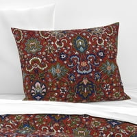 Pamuk Sateen Sham, Standard - Red Victorian Burgundy Damask Perzijski vintage stil Ispiši posteljinu