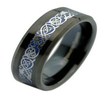 Metali nakit unise plavi keltski zmaj crni pozlaćeni volfram karbid vjenčani prsten veličine 8.5