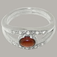 Britanci napravio je 14k bijeli zlatni prsten sa prirodnim prstenom Garnet & Diamond Womens - Veličine