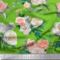 Soimoi Zelena mahovina Georgette Tkanina Begonija i božur cvjetni tiskani tkaninski dvorište širom