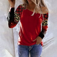 Žene dnevni print o vratu dugih rukava okrugli izrez majica s tiskanim cvijećem labave bočne bluze Tunic