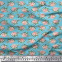 Soimoi Japan Crepe Satin Fabric Provjeri, lišće i ruža cvjetna ispis tkanina od dvorišta široka