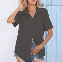 AWDENIO Plus Veličina Žene Ljetni vrhovi Čišćenje modne žene kauzalno dugme Čvrsta bluza Majica kratkih