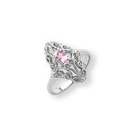 14k bijelo zlato 5x ovalni ružičasti safirni prsten