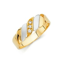 Jewels 14k bijeli i žuti zlatni prsten dva tona okrugla kubična cirkonija cz Muška godišnjica vjenčanica