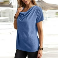 Ženski vrhovi kratki rukav casual bluza tiskane žene Ljeto Kravljeg vrata T-košulje Tuničke majice Plava