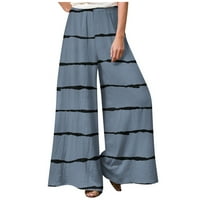 Vruća prodaja za nove dolaske Himyway Flowy Wide-noga hlače udobne široke labave noge modne ženske tiskane šivene prozračne ležerne labave hlače nebesko plavo 2xl