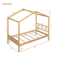 Twin Size Kreveni krevet, Drvna platforma krevet sa skladišnim prostorom, dekorativni nadstrešni krevet,