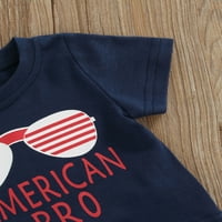 Otklanjanje neovisnosti za bebe Boy Outfits Pismo Ispis majica kratkih rukava + Nacionalne hlače za