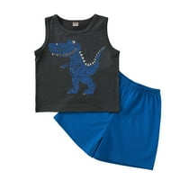 Toddler Boy odjeća Toddler Kids Baby Boy Blue Casual Dinosaur Print prsluk hlače odijelo odjeća set