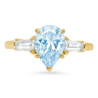 2.3ct kruška rez plavi simulirani dijamant 18k žuti zlatni godišnjica angažmana kamena prstena veličine