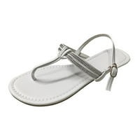 Ženske sandale za čišćenje ljeta dame cipele ravne dno rimske flip flops ženske sandale srebrne 7