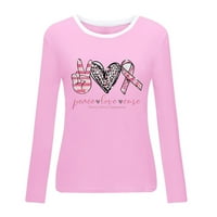 CLLIOS košulje za dojke Žene ružičaste vrpce Grafičke majice Teen Girls dugih rukava Slatka bluza Svijest