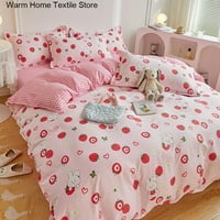 Ružičasta jagoda zečje posteljinu princeza djevojka u dvostrukoj kraljevskoj veličini kreveta za pokrov