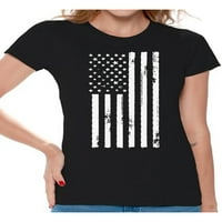 Newkward Styles Big White American Flag Ženska košulja pokloni 4. jula majica za žene Ja sam američka