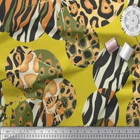 Soimoi Yellow Pamučna voila Tkanina Leopard & Wild Animal Kože za štampanje Tkanina sa širokim dvorištem