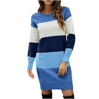 Vivianyo HD džemperi za žene Clearence Plus Veličina Ženske modne dugih rukava posada Izrez Looja boja
