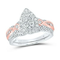 Ženska puna od 14KT dvotonski zlatni okrugli dijamant Bridal Wedding BAND Set CTTW Veličina prstena