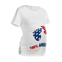 Asdoklhq materinstvo za žene, američka zastava Materinske kratke rukave Crtane zvijezde Pismo majica