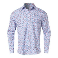 GUBOTARE MENS majice dugih rukava zimska mljevena cvijeća za farbanje ležerne tipke za bluze