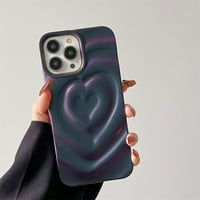 iPhone Pro Love Heart futrola, modna slatka meka silikonska ljubičasta 3D srčani vodeni pivali bljesak