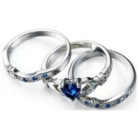 Plava tri sloja koja drži prstenove za angažman za srce za žene za žene izvrsne veličine prstena za