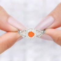 Vatra Opal Vintage Inspirirani prsten sa moissitnim halo - angažovački prsten, 14k bijelo zlato, SAD 13,00