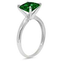 3CT Princess Cut zeleni simulirani smaragd 14k bijelo zlato graviranje Izjava godišnjice Angažovanje vjenčanja Slijetanje Veličina prstena 3.5