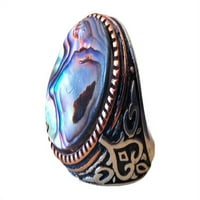 Abalone Shell Heavl prsten, prirodna abalonska ljuska, rodni nakit, srebrni nakit, srebrni prsten, poklon